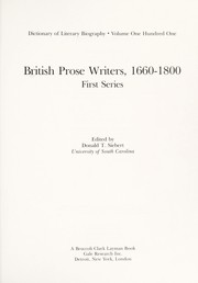 British prose writers, 1660-1800 : first series /