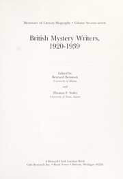British mystery writers, 1920-1939 /