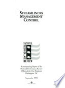 Streamlining management control : accompanying report of the National Performance Review /