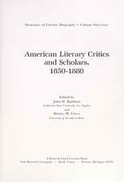 American literary critics and scholars, 1850-1880 /