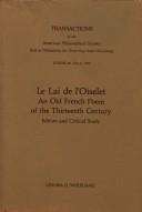 Le Lai de l'oiselet : an Old French poem of the thirteenth century : edition and critical study /