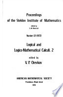 Logical and logico-mathematical calculi. 2 /
