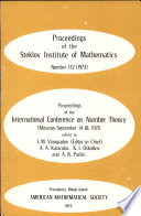 Proceedings of the International Conference on Number Theory (Moscow, September 14-18, 1971) /
