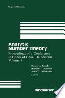 Analytic number theory : proceedings of a conference in honor of Heini Halberstam /