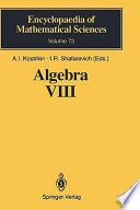 Algebra VIII : representations of finite-dimensional algebras /