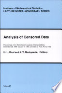 Analysis of censored data : proceedings of the Workshop on Analysis of Censored Data, December 28, 1994-January 1, 1995, University of Pune, Pune, India /
