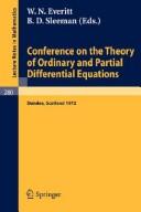 Conference on the Theory of Ordinary and Partial Differential Equations, held in Dundee/Scotland, March 28-31, 1972 /