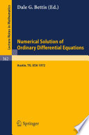 Proceedings of the Conference on the Numerical Solution of Ordinary Differential Equations : 19-20 October 1972, the University of Texas at Austin /