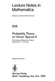 Probability theory on vector spaces II : proceedings, Bazejewko, Poland, September 17-23, 1979 /