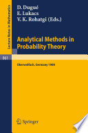 Analytical methods in probability theory : proceedings of the conference held at Oberwolfach, Germany, June 9-14, 1980 /