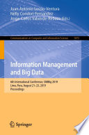 Information Management and Big Data : 6th International Conference, SIMBig 2019, Lima, Peru, August 21-23, 2019, Proceedings /