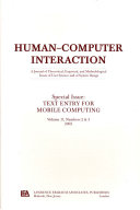 Human-computer interaction : a journal of theoretical, empirical and methodological issues of user science and system design.