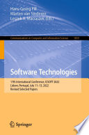 Software Technologies : 17th International Conference, ICSOFT 2022, Lisbon, Portugal, July 11-13, 2022, Revised Selected Papers /