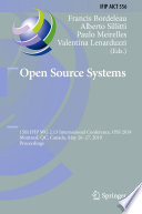 Open Source Systems : 15th IFIP WG 2.13 International Conference, OSS 2019, Montreal, QC, Canada, May 26-27, 2019, Proceedings /