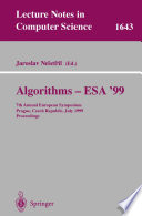 Algorithms - ESA '99 : 7th annual European symposium, Prague, Czech Republic, July 16-18, 1999 : proceedings /