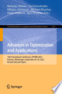 Advances in Optimization and Applications : 13th International Conference, OPTIMA 2022, Petrovac, Montenegro, September 26-30, 2022, Revised Selected Papers /