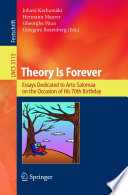 Theory is forever : essays dedicated to Arto Salomaa on the occasion of his 70th birthday /