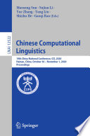 Chinese Computational Linguistics : 19th China National Conference, CCL 2020, Hainan, China, October 30 - November 1, 2020, Proceedings /