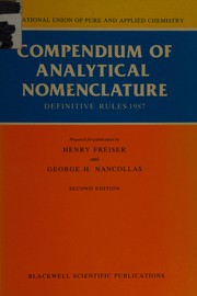 Compendium of analytical nomenclature : definitive rules 1987 /