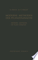 Modern methods of plant analysis. Moderne Methoden der Pflanzenanalyse.