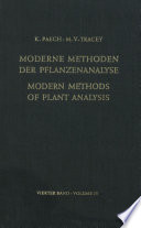 Modern methods of plant analysis. Moderne Methoden der Pflanzenanalyse.