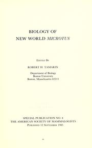 Biology of New World Microtus /