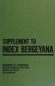 Supplement to Index Bergeyana /
