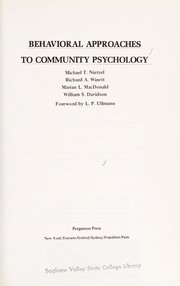 Behavioral approaches to community psychology /