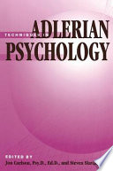 Techniques in Adlerian psychology /