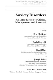 Anxiety disorders : an introduction to clinical management and research /