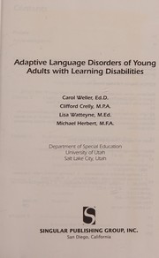 Adaptive language disorders of young adults with learning disabilities /