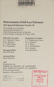 Determinants of soil loss tolerence : proceedings of a symposium /