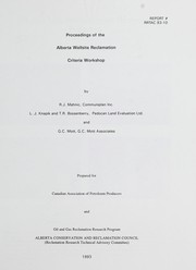 Proceedings of the Alberta Wellsite Reclamation Criteria Workshop /