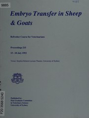 Embryo transfer in sheep & goats : 15-18 July, 1993 /