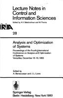 Analysis and optimization of systems : proceedings of the Fourth International Conference on Analysis and Optimization of Systems, Versailles, December 16-19, 1980 /