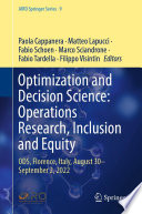 Optimization and Decision Science: Operations Research, Inclusion and Equity : ODS, Florence, Italy, August 30-September 2, 2022 /