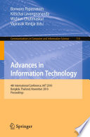 Advances in information technology : 4th International Conference, IAIT 2010, Bangkok, Thailand, November 4-5, 2010 : proceedings /