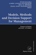 Models, methods and decision support for management : essays in honor of Paul Stähly /