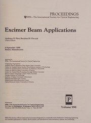 Excimer beam applications : 6 September 1988, Boston, Massachusetts /