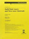 Solid state lasers and new laser materials : ICONO '91, 24-27 September 1991, St. Petersburg, Russia /