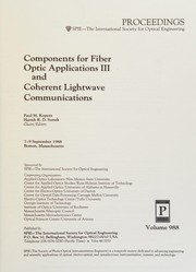 Components for fiber optic applications III and coherent lightwave communications : 7-9 September 1988, Boston, Massachusetts /