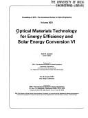 Optical materials technology for energy efficiency and solar energy conversion VIII : 10-11 August 1989, San Diego, California /