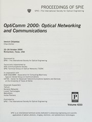 OptiComm 2000 : optical networking and communications : 22-26 October 2000, Richardson, Texas, USA /