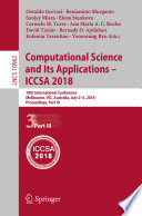 Computational Science and Its Applications - ICCSA 2018 : 18th International Conference, Melbourne, VIC, Australia, July 2-5, 2018, Proceedings, Part III /