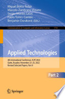 Applied Technologies : 4th International Conference, ICAT 2022, Quito, Ecuador, November 23-25, 2022, Revised Selected Papers, Part II /