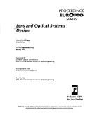 Lens and optical systems design : 14-18 September 1992, Berlin, FRG /