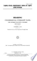 Taking stock : independent views on TARP's effectiveness : hearing, Congressional Oversight Panel, One Hundred Eleventh Congress, first session, November 19, 2009.