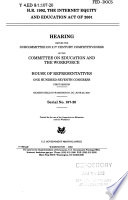 H.R. 1992, the Internet Equity and Education Act of 2001 : hearing before the Subcommittee on 21st Century Competitiveness of the Committee on Education and the Workforce, House of Representatives, One Hundred Seventh Congress, first session, hearing held in Washington, DC, June 20, 2001.