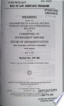 Rule of law assistance programs : hearing before the Subcommittee on National Security, Veterans Affairs, and International Relations of the Committee on Government Reform, House of Representatives, One Hundred Seventh Congress, first session, May 17, 2001.