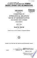 Progress on implementing Overseas Presence Advisory Panel recommendations : hearing before the Committee on International Relations, House of Representatives, One Hundred Sixth Congress, second session, June 15, 2000.